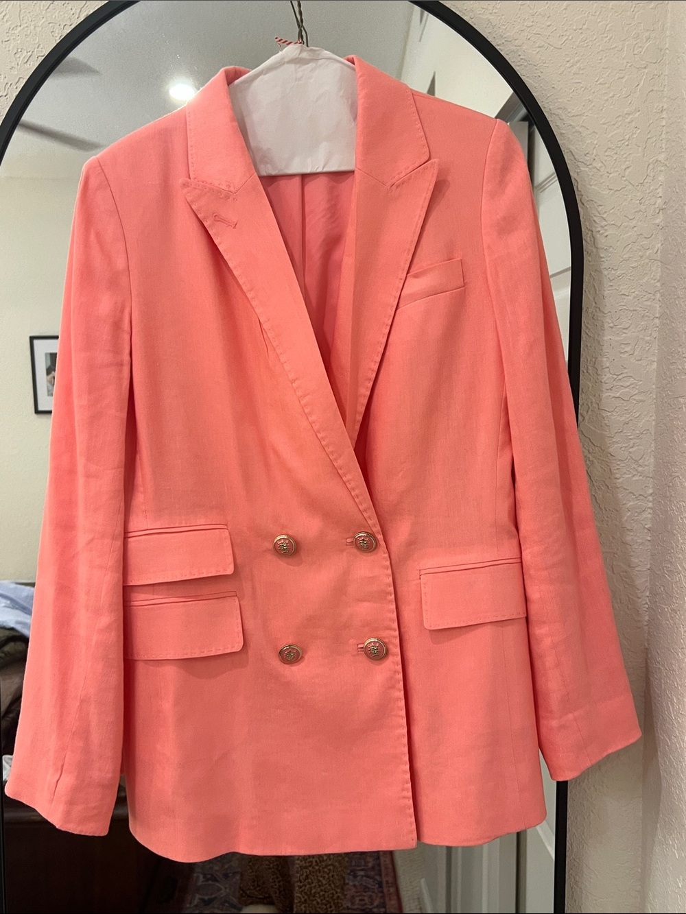 ANTONIO MELANI Linen Pink Double-Breasted Blazer